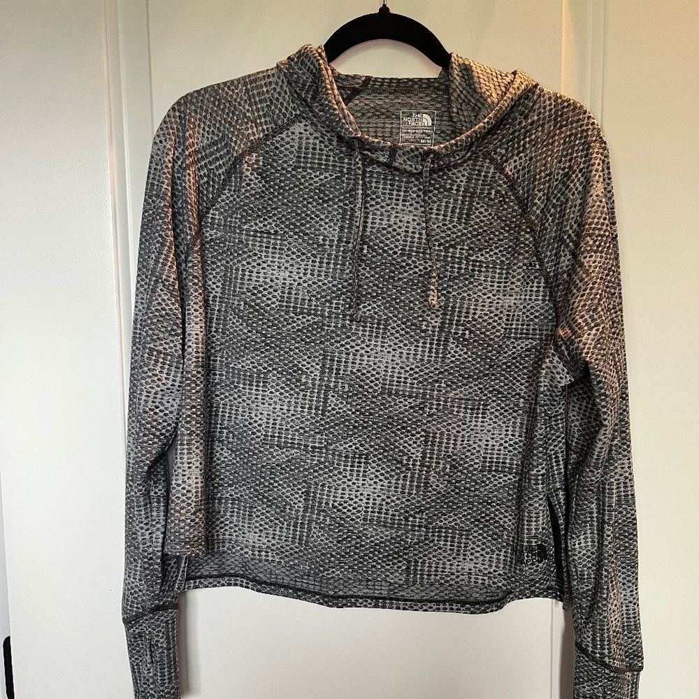 The Northface Motivation Hoodie in Gray & White Jacquard Print